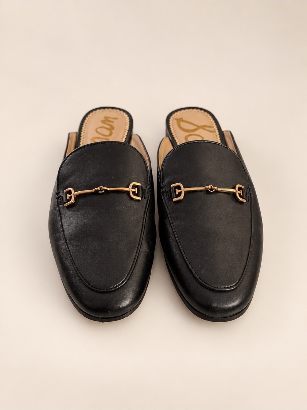Sam Edelman Linnie Black Leather Horsebit Mule Loafers